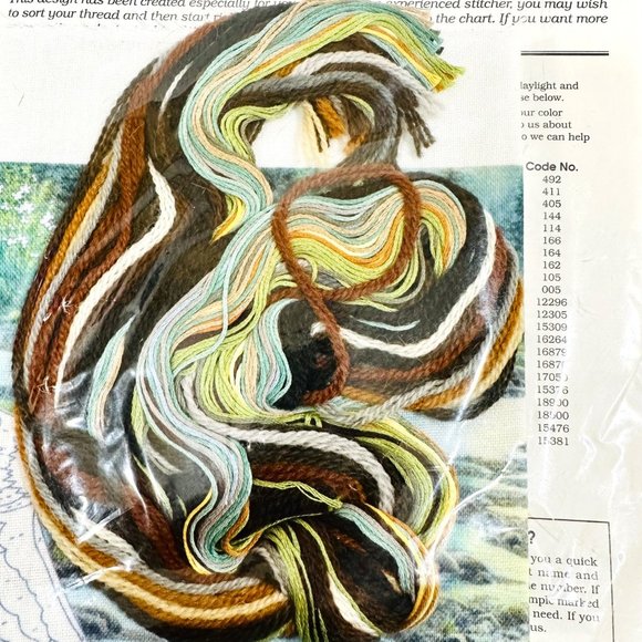 Vintage Sunset Crewel Kit "Spring on the River" (1996) with Wool Yarn - New/Seal - Picture 5 of 5